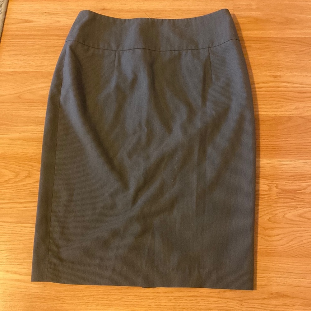 Grey Pinstriped Pencil Skirt
